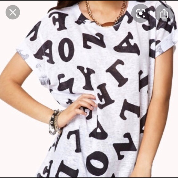 Forever 21 Tops - Forever 21 Oversized Alphabet Tee